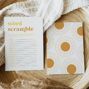 Sun Baby shower Word Scramble Game Kaart
