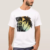 Sun, Beach & Chill Palm Tree Graphic T-shirt (Voorkant)