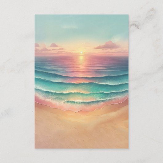 Sun Beach Ocean Roze Bruiloft Receptie Details Informatiekaartje (Achterkant)