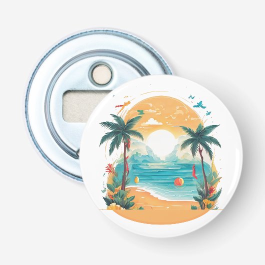 Sun Beach palmboom Button Flesopener (Voorkant)