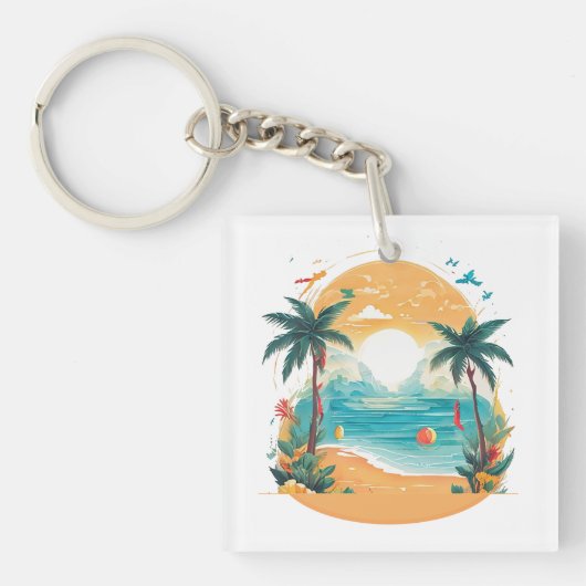 Sun Beach palmboom Sleutelhanger (voorkant)