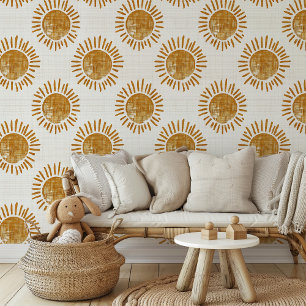 Sun Blockprint Peel & Stick Behang