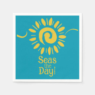 Sun Blue Yellow Beach House Zeeen Day Cocktail Servet