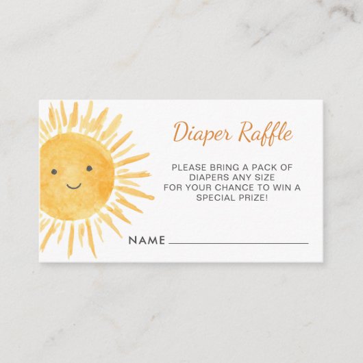 Sun Boho Luier Raffle Ticket Baby shower Informatiekaartje (Voorkant)