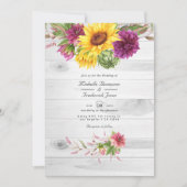 Sun & Burgundy Plum Floral Rustic QR Code Weddensc Kaart (Voorkant)