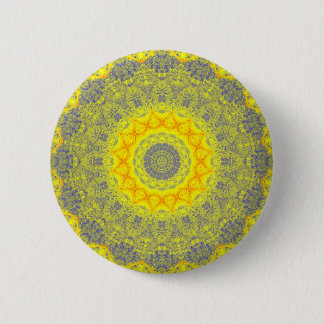 Sun Burst Geel Abstract Mandala Button