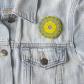 Sun Burst Geel Abstract Mandala Button (In situ)
