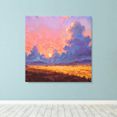 Sun Cast - Painterly Landscape Style Canvas Afdruk (Insitu (Houten vloer))