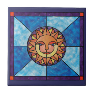 Sun Celestial Glas in lood Style Tegeltje