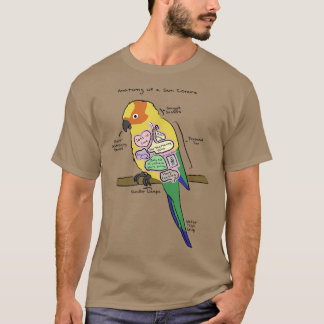 Sun Conure Funny Parrot Anatomie van een Sun Conur T-shirt