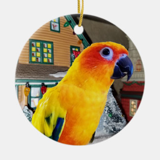 Sun Conure Parrot-kerstversiering Keramisch Ornament