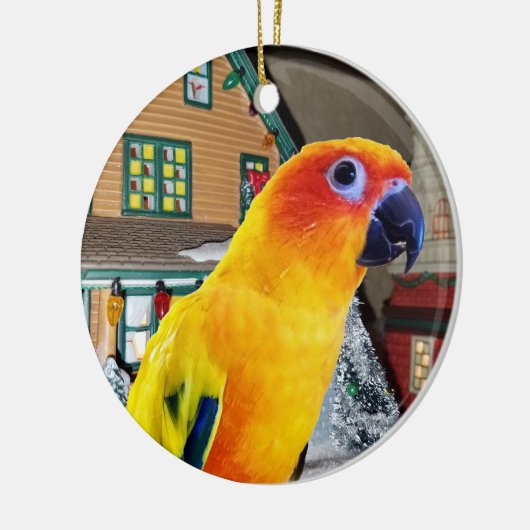 Sun Conure Parrot-kerstversiering Keramisch Ornament (Links)