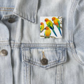 Sun Conure Parrots Pin Vierkante Button 5,1 Cm (In situ)
