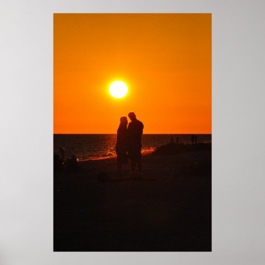 Sun Couple Silhouette Love Sanibel Sunset Poster (Devant)