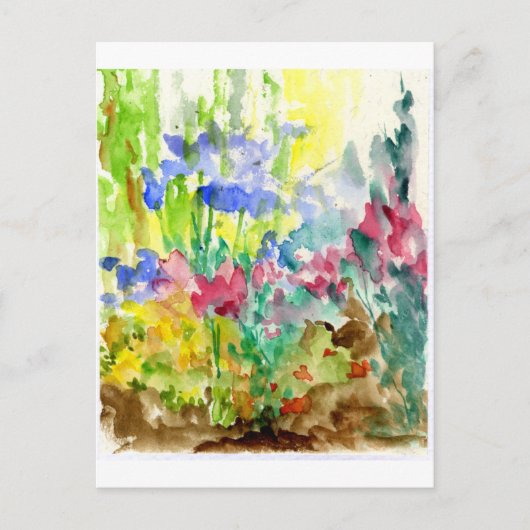 Sun Dapped Waterverf Flower Garden Briefkaart (Voorkant)