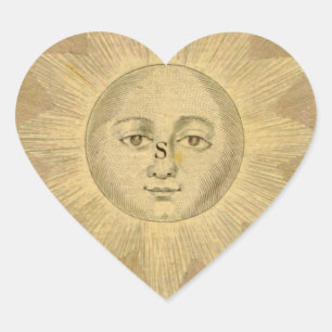 Sun Detail van Antiek Bowles Map, ongeveer 1780 Hart Sticker
