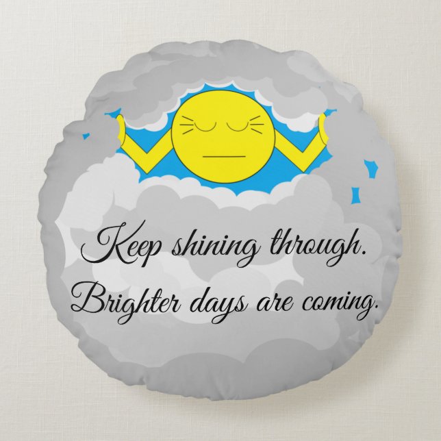 Sun die door Storm wolken duwt: Rond Kussen (Voorkant)