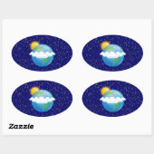 Sun & Earth - Ovale Sticker (Vel)