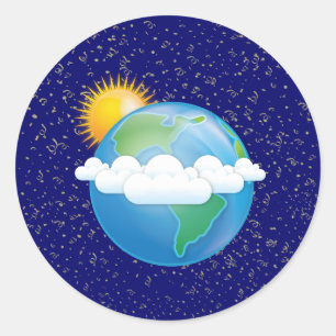 Sun & Earth - Ronde Sticker