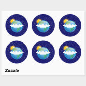 Sun & Earth - Ronde Sticker (Vel)