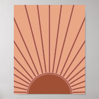 Sun Earth Tones Sunrise Brown Rust Retro Sunshine