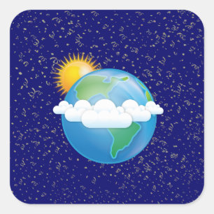 Sun & Earth - Vierkante Sticker