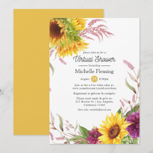 Sun en Burgundy Plum Floral Virtual Vrijgezellenfe Kaart