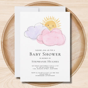Sun en Clouds Girls Baby shower Kaart