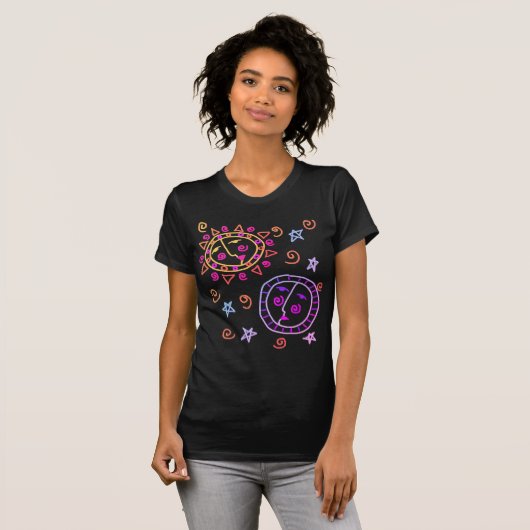 Sun en Moon Abstracte kunst om te Draag T-shirt (Voorkant volledig)