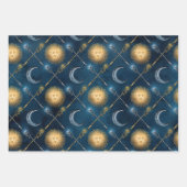 Sun en Moon Pattern op Blue Inpakpapier Vel (Voorkant 2)