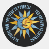 Sun en Moon Ronde Sticker (Voorkant)