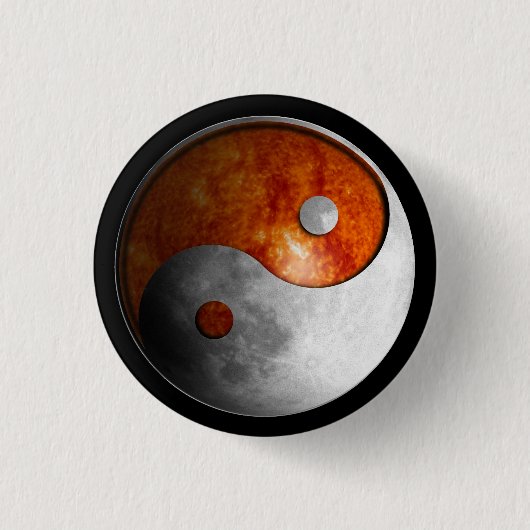 Sun en Moon Yin Yang Ronde Button 3,2 Cm (Voorkant)