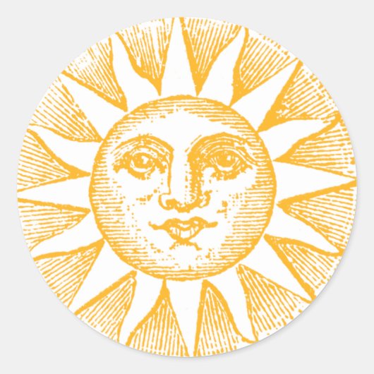 Sun en Rays-Sticker Ronde Sticker (Voorkant)