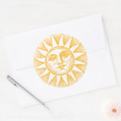 Sun en Rays-Sticker Ronde Sticker (Envelop)