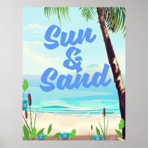 Sun en Sand inspirerend quote cartoon poster la