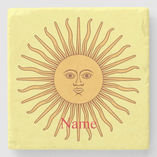 Sun face Art Illustration Thunder_Cove Stenen Onderzetter (Voorkant)