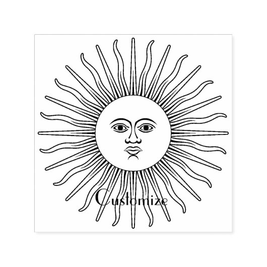 Sun face Art Illustration Thunder_Cove Zelfinktende Stempel (Design)