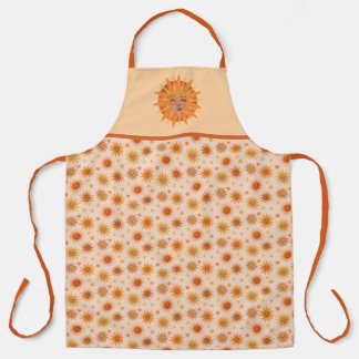 Sun Face Oranje Waterverf Illustratie Schort