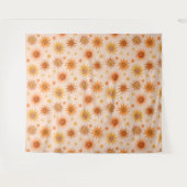 Sun Face Oranje Waterverf Illustratie Wandkleed (Voorkant (horizontaal))