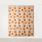 Sun Face Oranje Waterverf Illustratie Wandkleed (Voorkant)