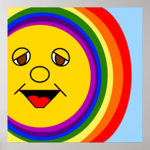 Sun Face Regenboog Poster