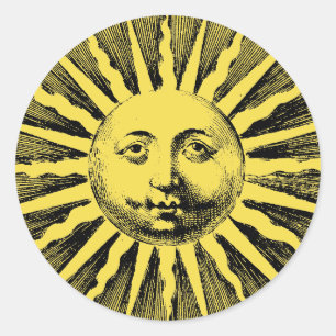  Sun Face Ronde Sticker
