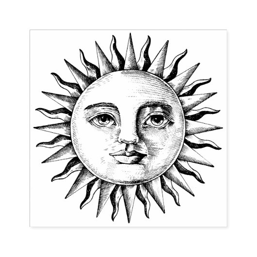 Sun Face tekening Rubberstempel (Afrduk)