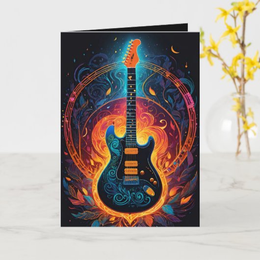 Sun Fire Elektrische Gitaar Blank Kaart (Gele Bloem)