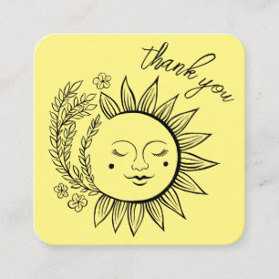 Sun Floral Boho DANK U Elegante QR Code Geel Vierkante Visitekaartje