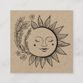 Sun Floral Boho Line Art QR Code CUSTOM HANG LABEL (Voorkant)