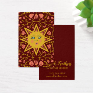 Sun & Floral Earring Ketting Jewelry Display Card Visitekaartje