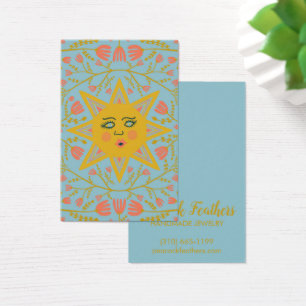Sun & Floral Earring Ketting Jewelry Display Card Visitekaartje