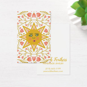 Sun & Floral Earring Ketting Jewelry Display Card Visitekaartje