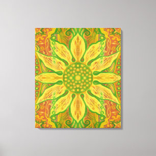 Sun Flower Bohemian Floral Helianthus Sunflower Canvas Afdruk